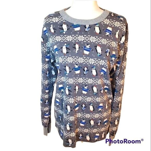 Hannah Andersson Winter Penguin Organic Cotton Pajama Top Size Medium - Picture 2 of 13